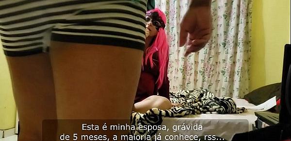  Casal Safado - Marido Cuckold mostrando sua esposa Hotwife grávida, com uma gozada na cara no final, vídeo para verificação do Canal do Casal